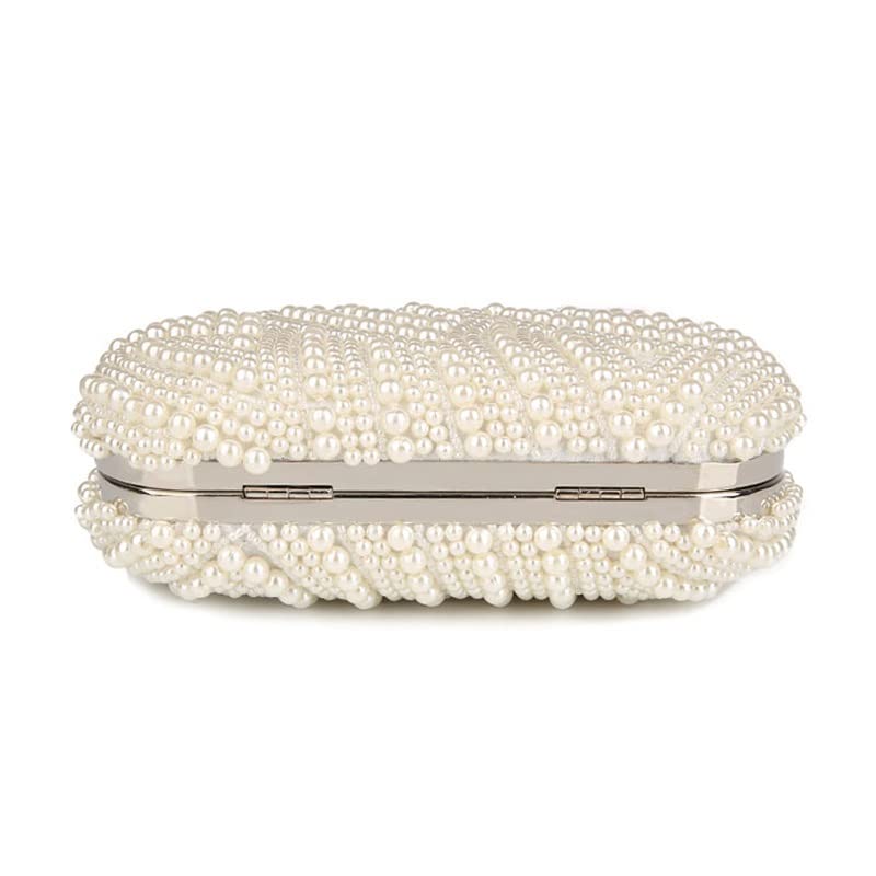 Pearl Clutch Bags Women Purse Ladies White Hand Bags Evening Bags for Party Wedding Shoulder Bag