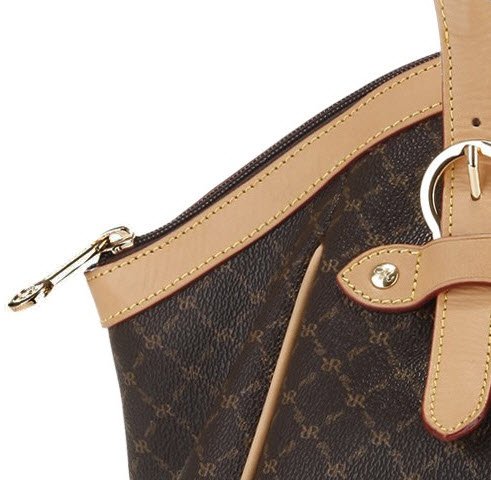 Rioni Designer Handbags & Luggage Signature Brown Ruched Satchel with Buckle