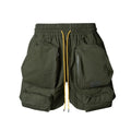 NSUQOA JSEIAJB Men's Washed Multi-Pocket Pants Unisex Drawstring Casual Shorts