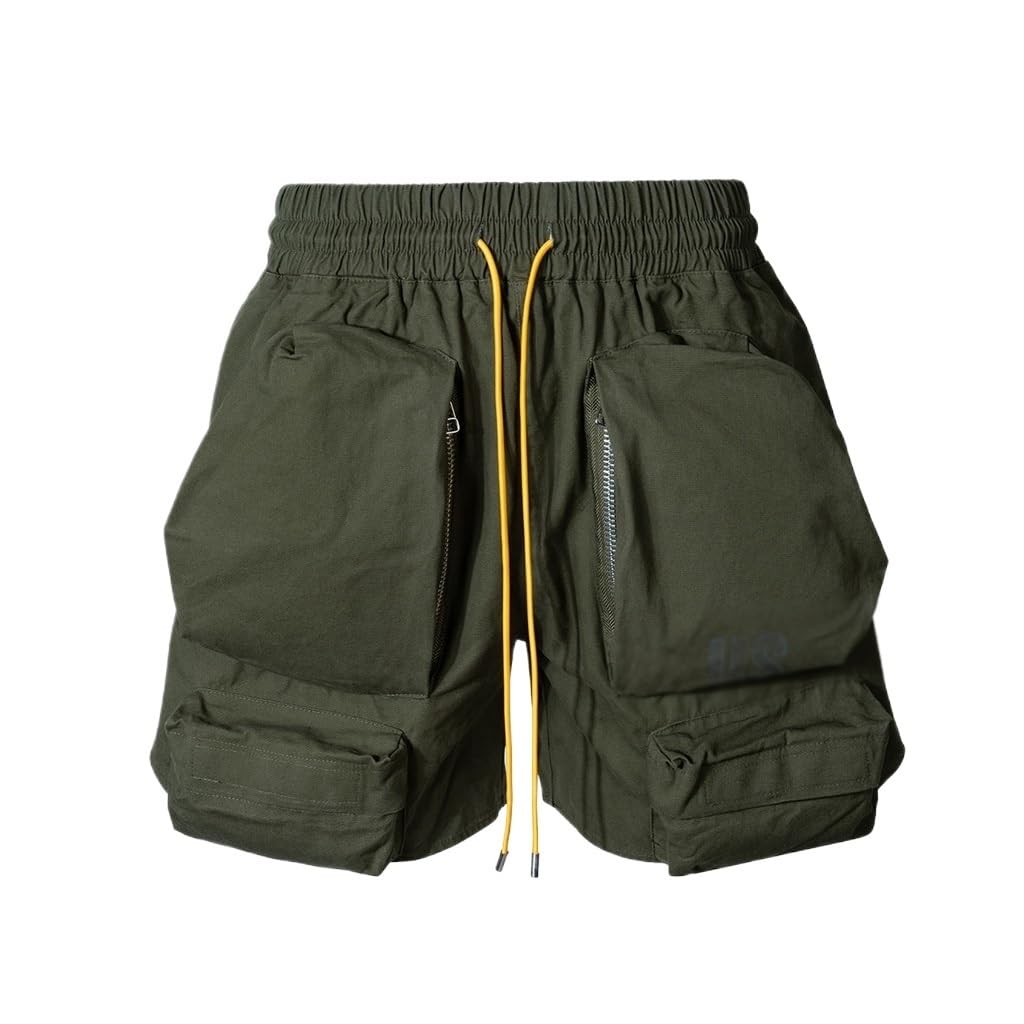 NSUQOA JSEIAJB Men's Washed Multi-Pocket Pants Unisex Drawstring Casual Shorts