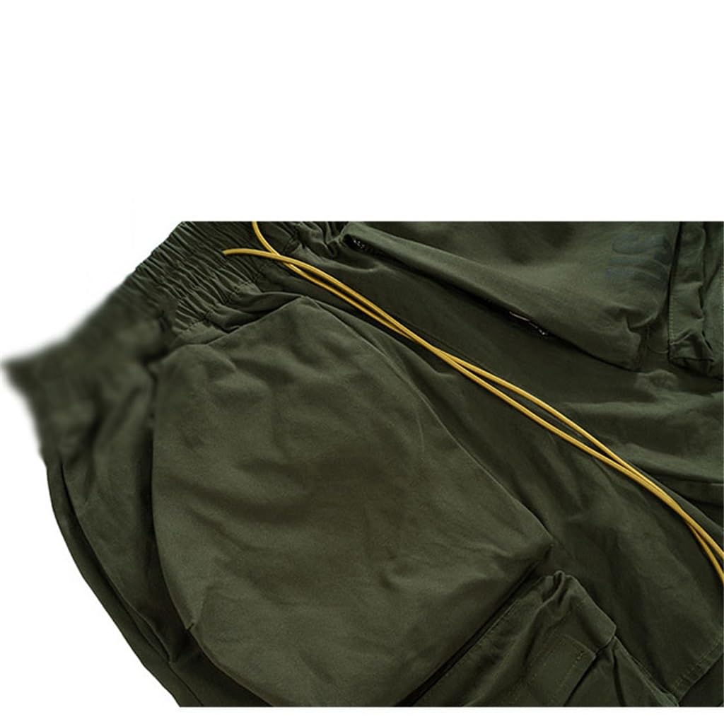 NSUQOA JSEIAJB Men's Washed Multi-Pocket Pants Unisex Drawstring Casual Shorts