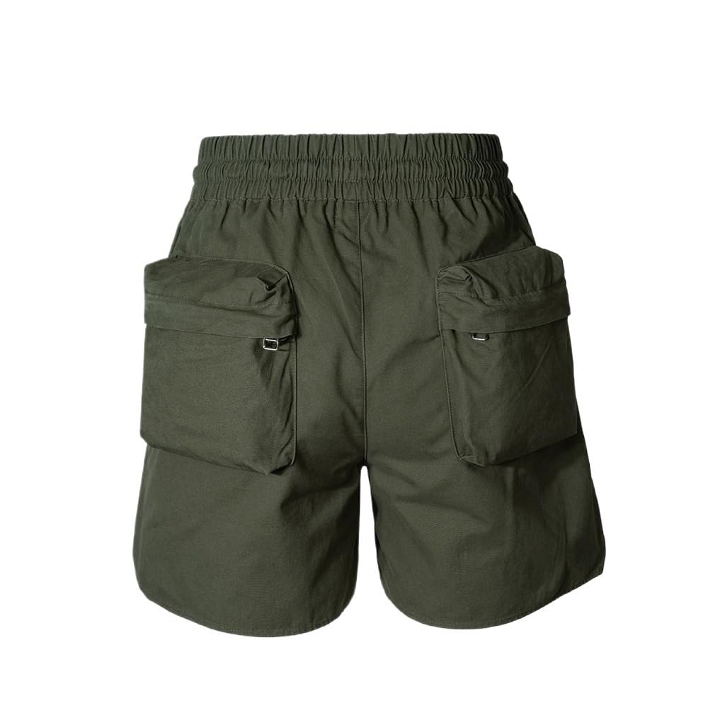 NSUQOA JSEIAJB Men's Washed Multi-Pocket Pants Unisex Drawstring Casual Shorts