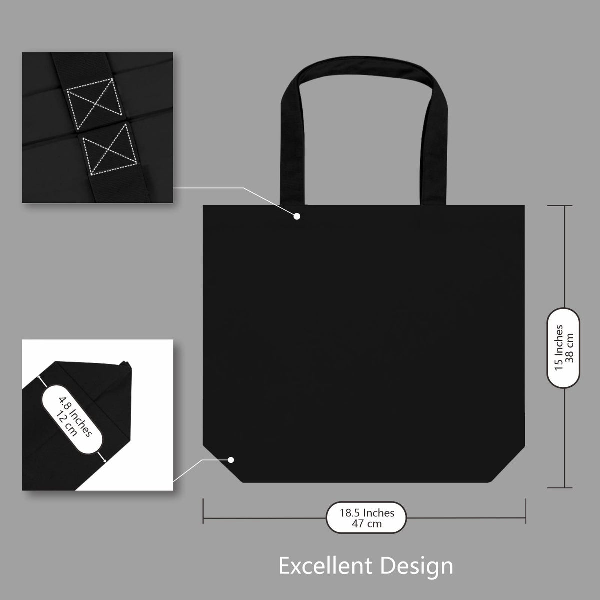 TOPDesign Canvas Bag, Reusable Grocery Shopping Cloth Bags, Fashionable Two-Tone Totes for Crafts, DIY Your Creative Designs