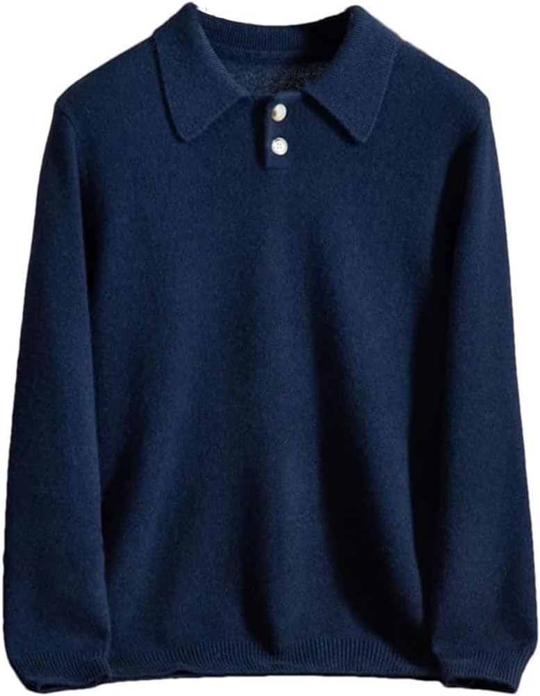 Men's Cotton Slim Fit Long-Sleeved Polo Shirt Stylish Performance Dress Shirt Breathable Button-Up Business Casual Shirt