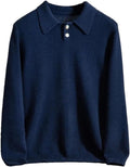 Men's Cotton Slim Fit Long-Sleeved Polo Shirt Stylish Performance Dress Shirt Breathable Button-Up Business Casual Shirt