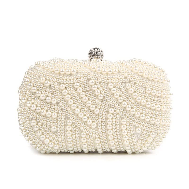 Pearl Clutch Bags Women Purse Ladies White Hand Bags Evening Bags for Party Wedding Shoulder Bag