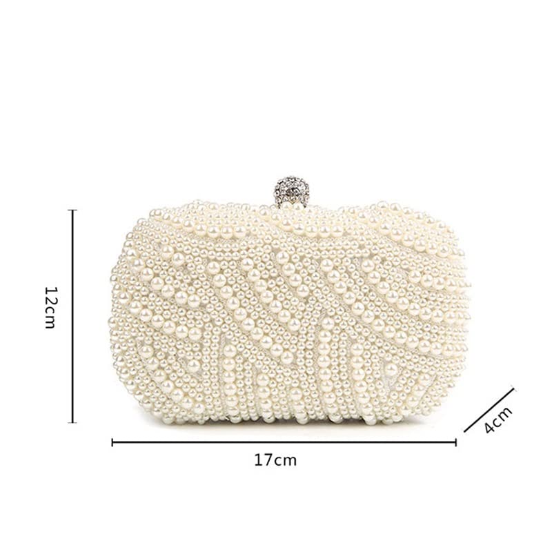 Pearl Clutch Bags Women Purse Ladies White Hand Bags Evening Bags for Party Wedding Shoulder Bag