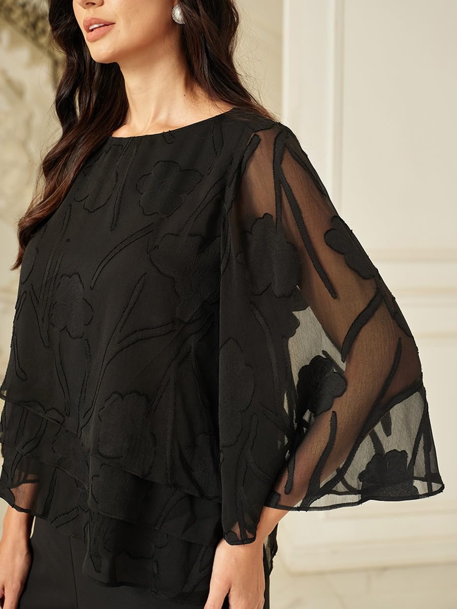 Women's Floral Chiffon Blouse Dressy Formal Business Casual Tops