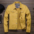 FMOPQ Spring Autumn Jeans Jacket Men Slim Streetwear Denim Jacket Hip Hop Bomber Jacket (Color : White, Size : S) (Yellow XX)