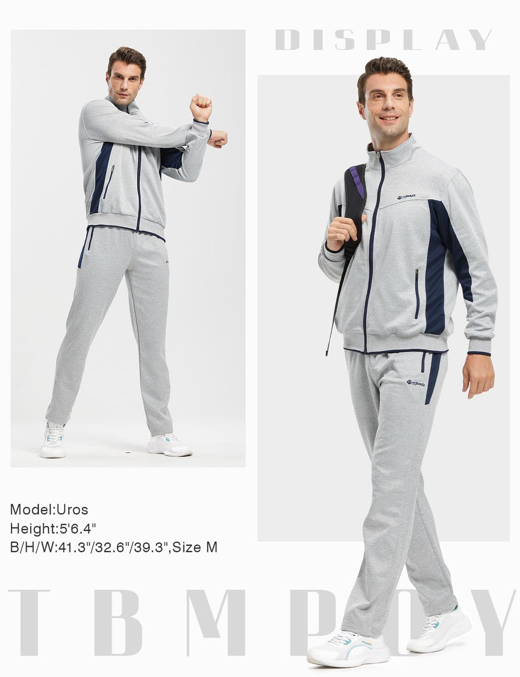 TBMPOY Men's Tracksuits Sweatsuits for Men Sweat Track Suits 2 Piece Casual Athletic Jogging Warm Up Full Zip Sets