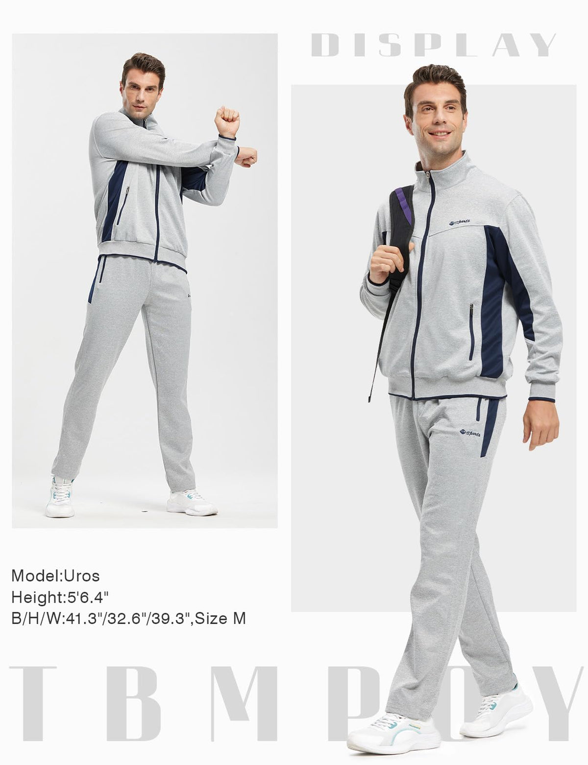 TBMPOY Men's Tracksuits Sweatsuits for Men Sweat Track Suits 2 Piece Casual Athletic Jogging Warm Up Full Zip Sets