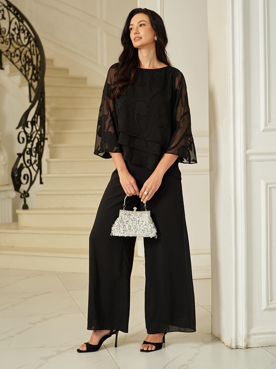 Women's Floral Chiffon Blouse Dressy Formal Business Casual Tops