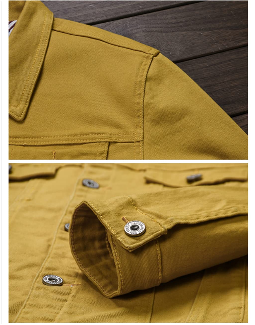 FMOPQ Spring Autumn Jeans Jacket Men Slim Streetwear Denim Jacket Hip Hop Bomber Jacket (Color : White, Size : S) (Yellow XX)