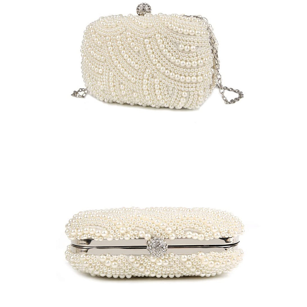 Pearl Clutch Bags Women Purse Ladies White Hand Bags Evening Bags for Party Wedding Shoulder Bag