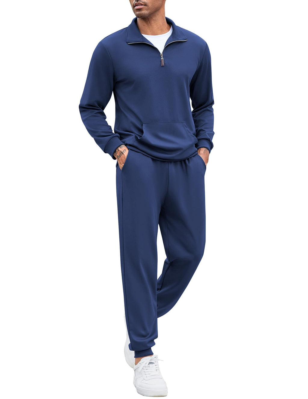 COOFANDY Men's Tracksuit 2 Piece Quarter Zip Sweatsuit Sets Casual Athletic Running Jogging Suits