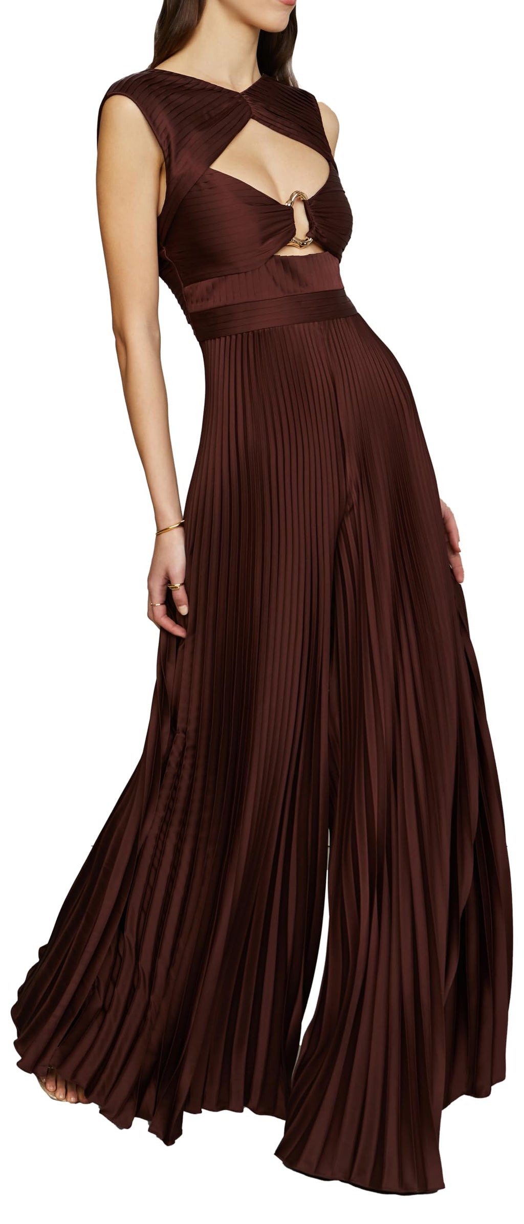 AMUR womens Rosalynn Pleated Jumpsuit