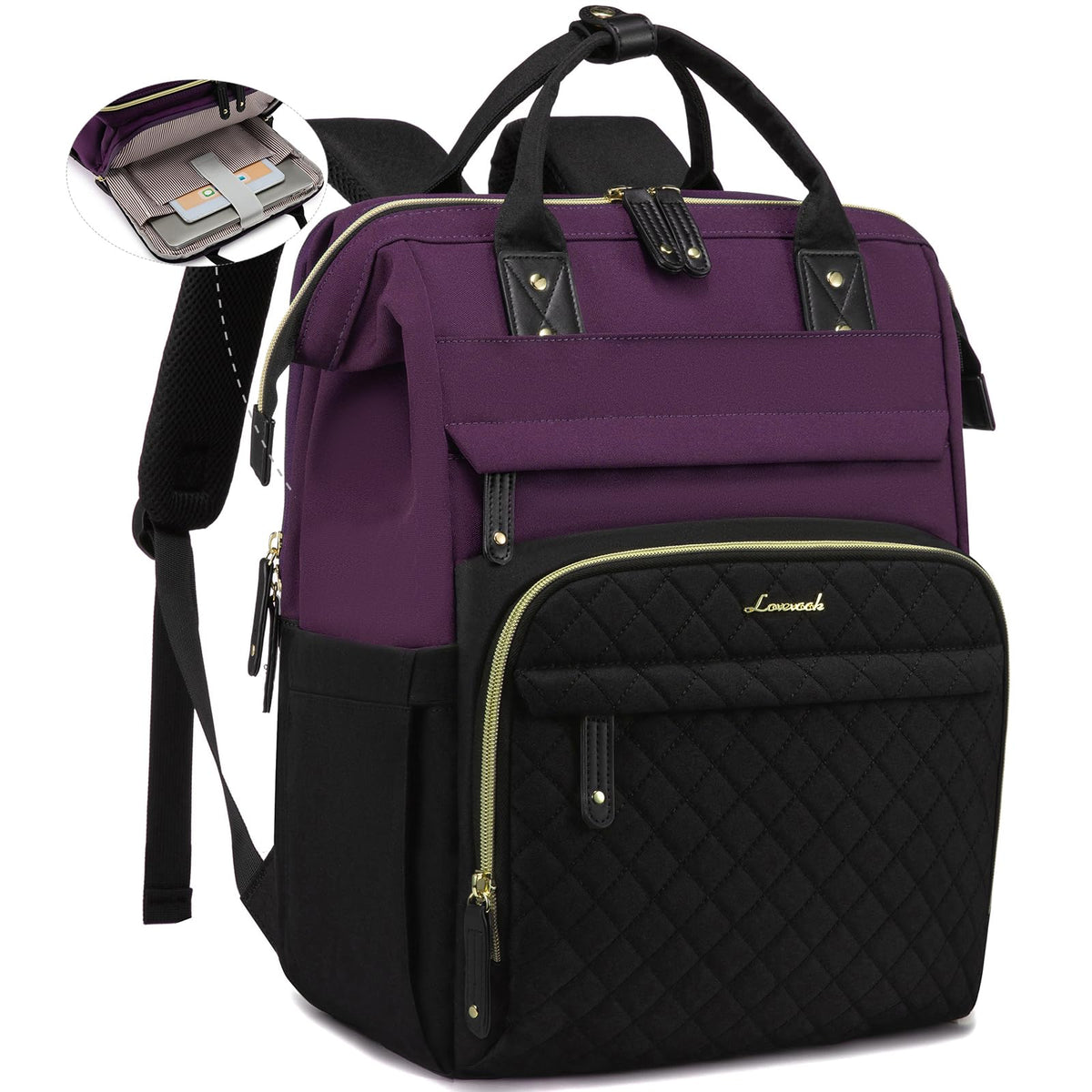 LOVEVOOK Laptop Backpack Women Quilted Teacher Nurse Work Backpack Purse