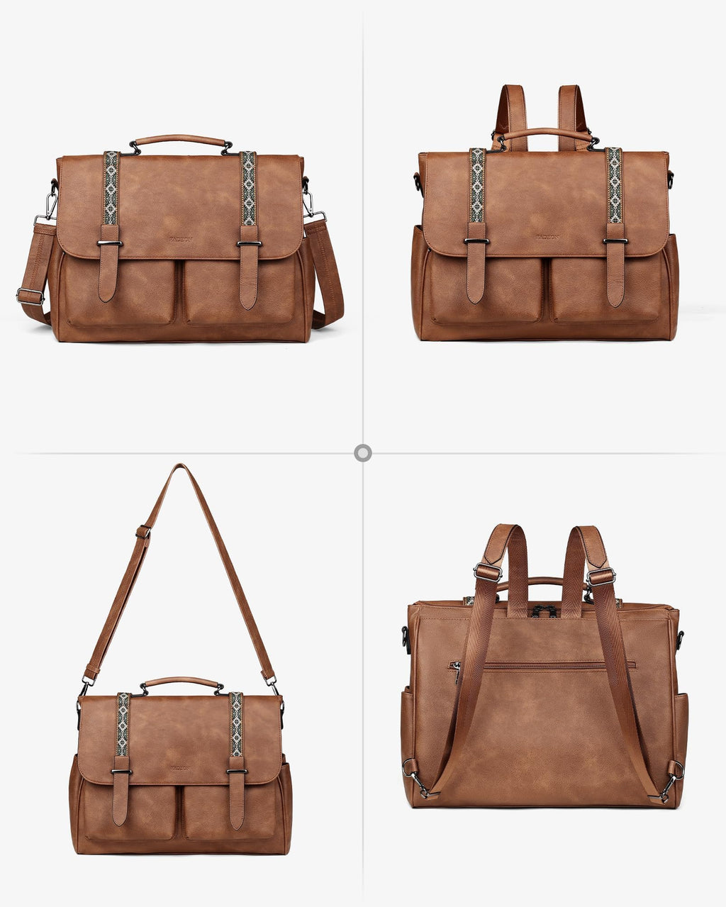 FADEON Messenger Bag for Women, 17L Leather Satchel Backpack Purse