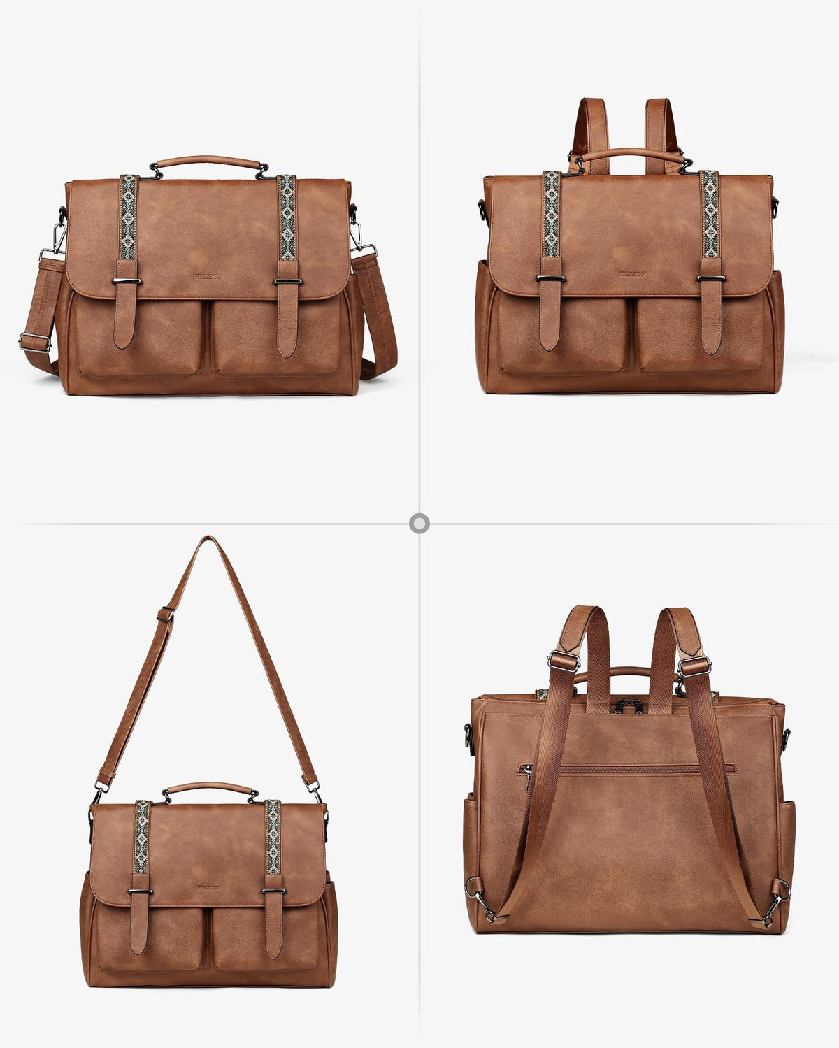 FADEON Messenger Bag for Women, 17L Leather Satchel Backpack Purse