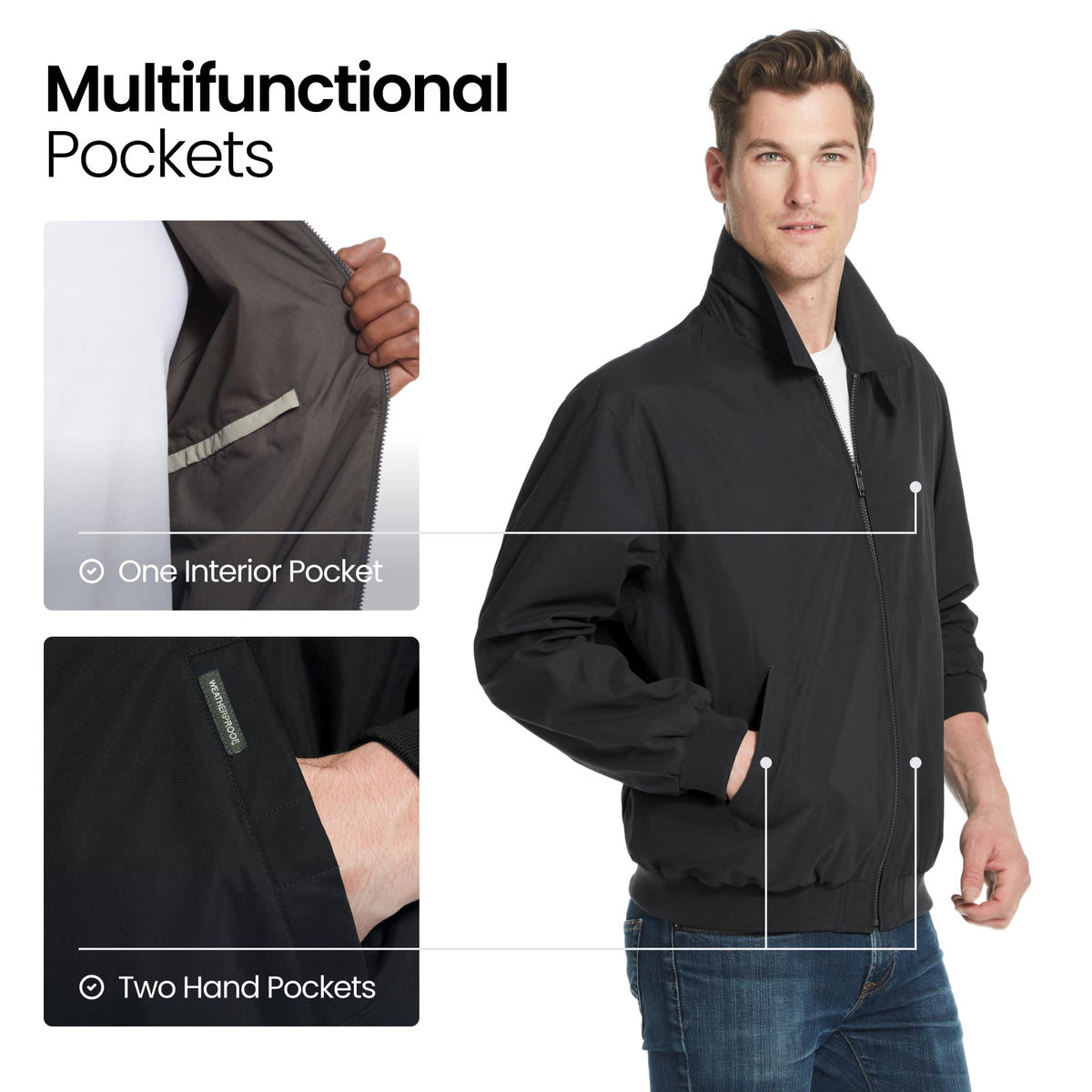 Weatherproof Men's Golf Jacket, Water-Resistant Lightweight Windbreaker