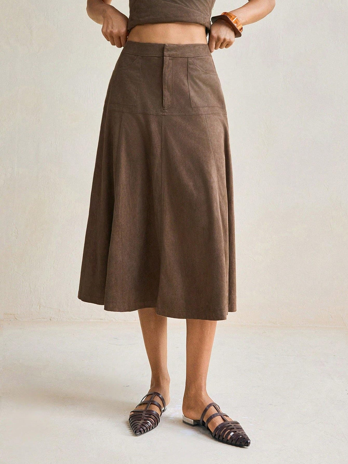 XMVOMTBOR Women's 2026 Casual Long Skirt High Waist A-Line Midi Skirt