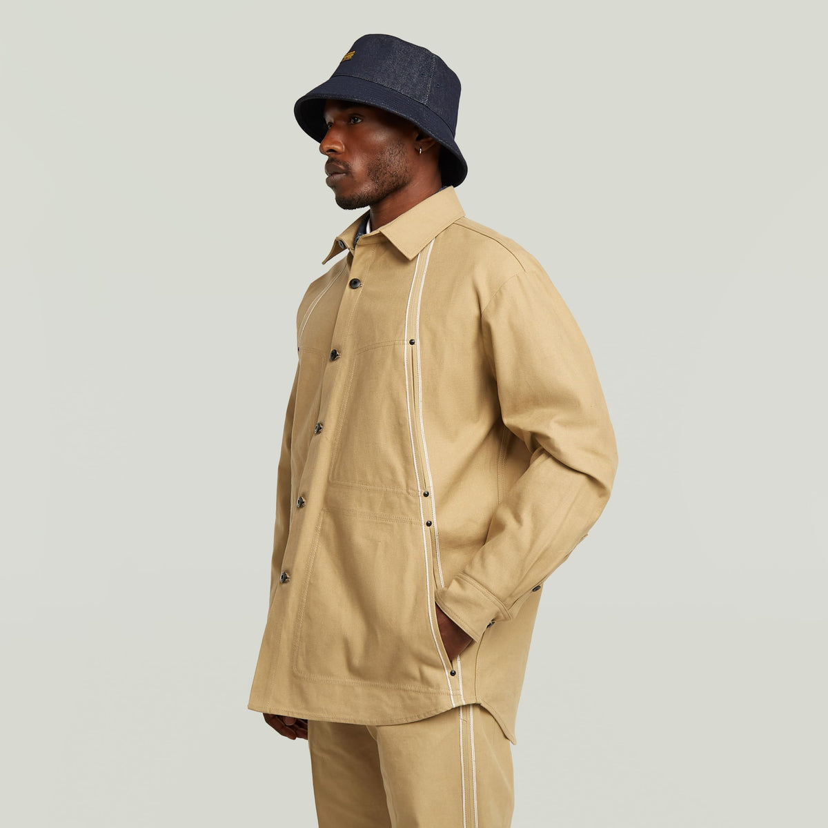 G-STAR Men's Loose Fit Selvedge Overshirt, Fomaru Selvedge Twill/Dk Fall, Small