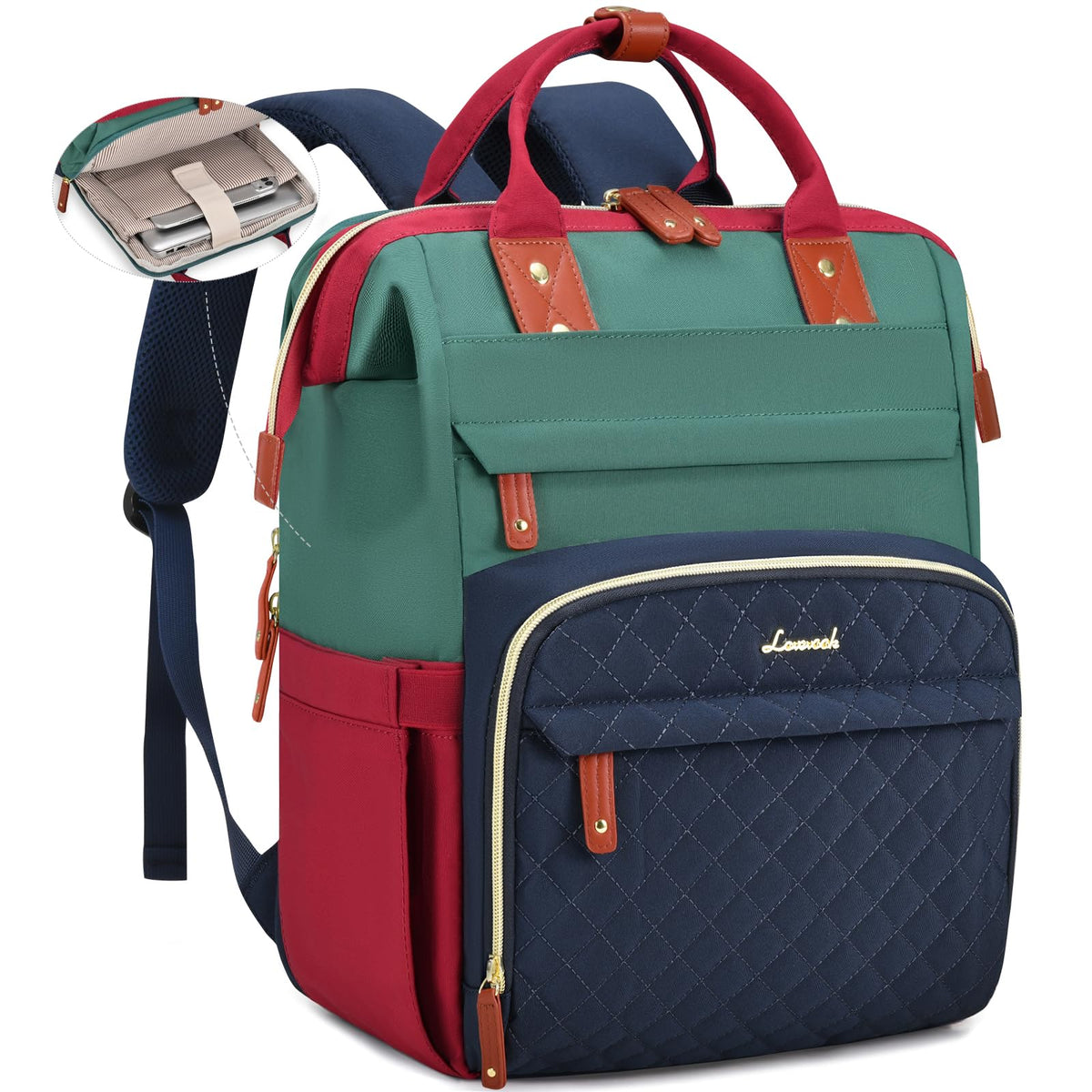 LOVEVOOK Laptop Backpack Women Quilted Teacher Nurse Work Backpack Purse