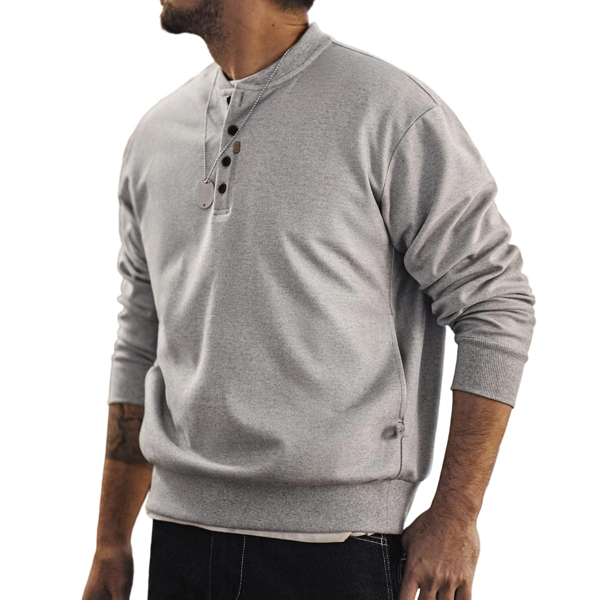 Anybird Men's Henley Shirts Long Sleeve 4-Button T-Shirt Casual Pullover Shirt Basic Tops with Pockets