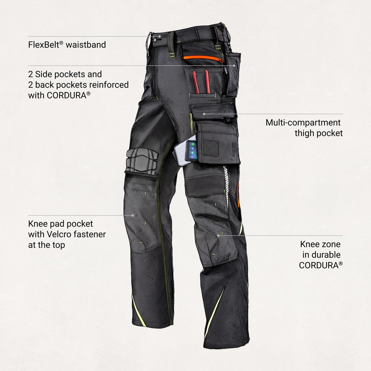 Strauss - Men's Cargo Work Pants e.s.Motion 2020