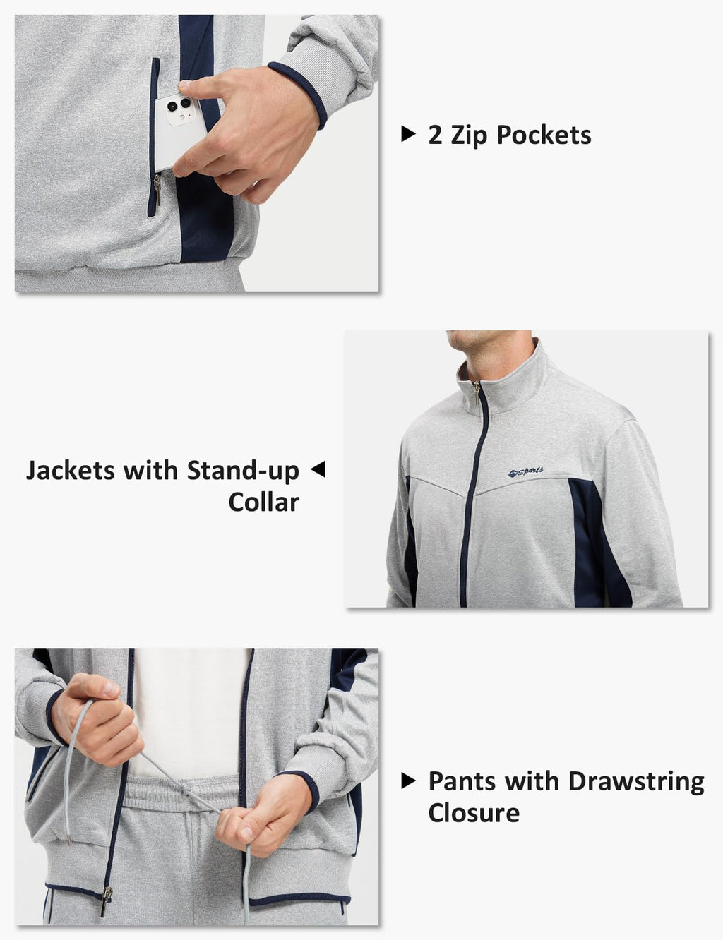 TBMPOY Men's Tracksuits Sweatsuits for Men Sweat Track Suits 2 Piece Casual Athletic Jogging Warm Up Full Zip Sets