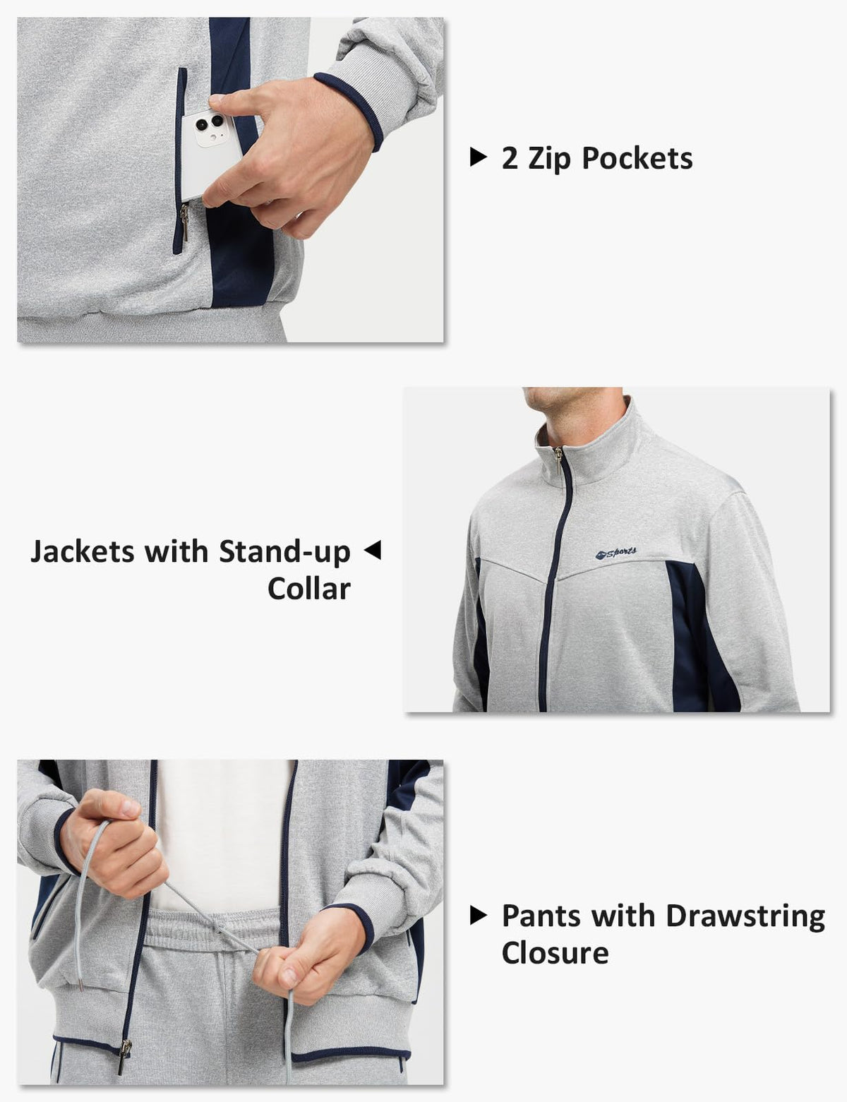 TBMPOY Men's Tracksuits Sweatsuits for Men Sweat Track Suits 2 Piece Casual Athletic Jogging Warm Up Full Zip Sets