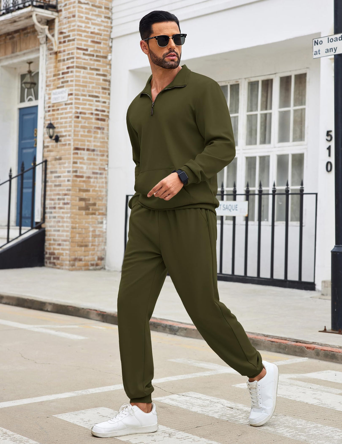 COOFANDY Men's Tracksuit 2 Piece Quarter Zip Sweatsuit Sets Casual Athletic Running Jogging Suits