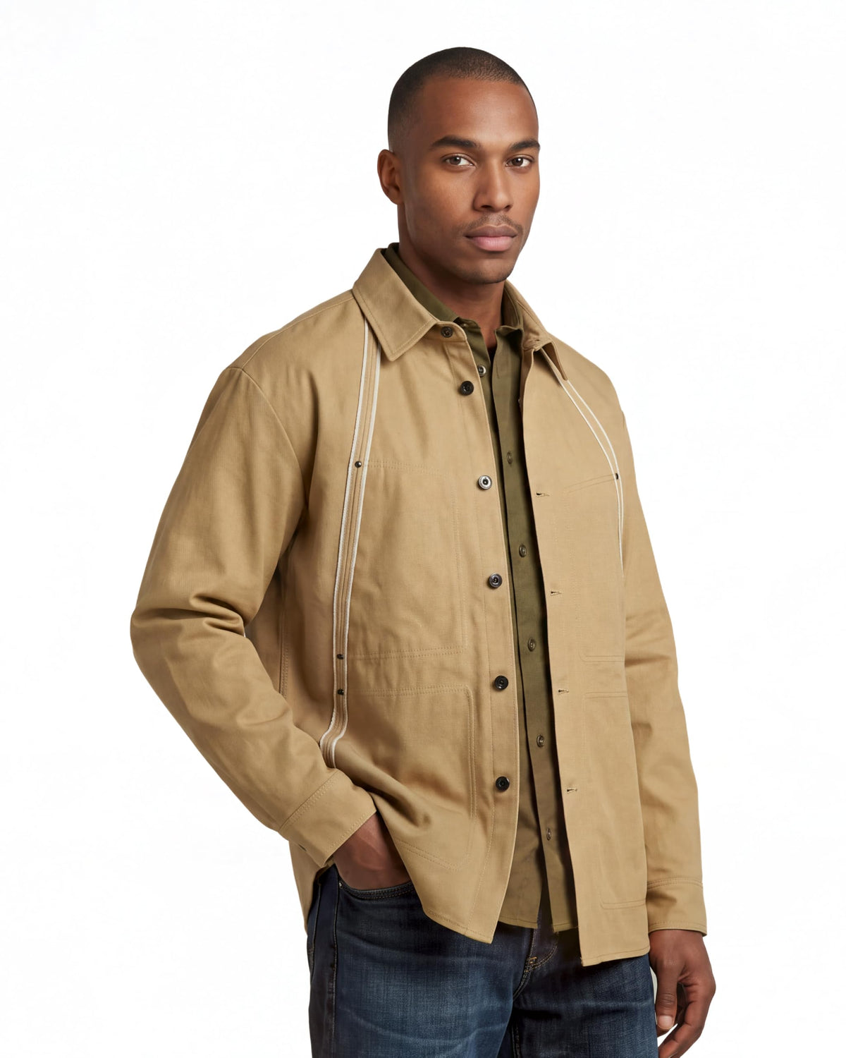 G-STAR Men's Loose Fit Selvedge Overshirt, Fomaru Selvedge Twill/Dk Fall, Small