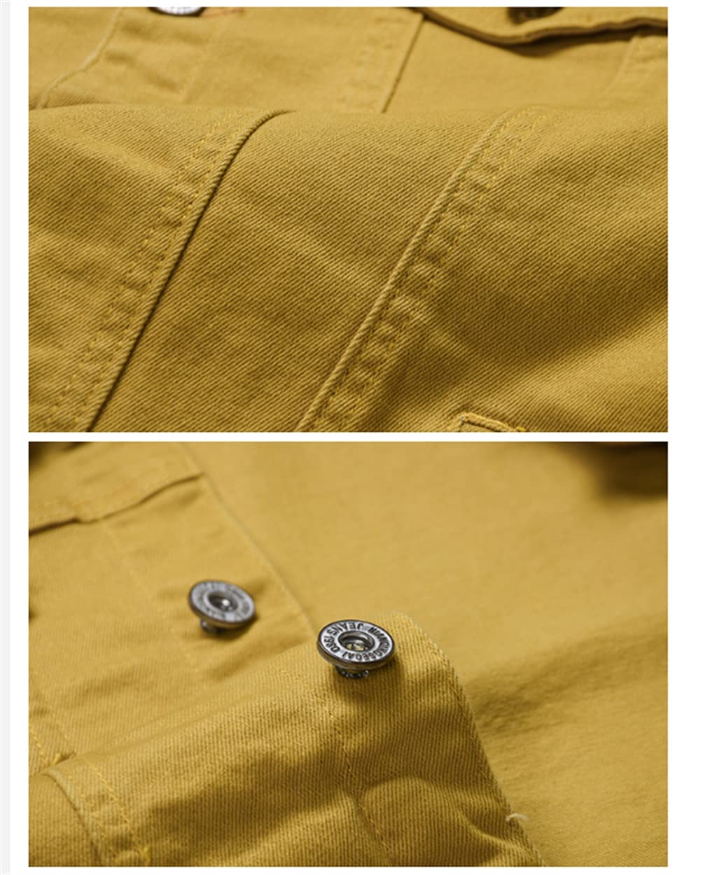 FMOPQ Spring Autumn Jeans Jacket Men Slim Streetwear Denim Jacket Hip Hop Bomber Jacket (Color : White, Size : S) (Yellow XX)