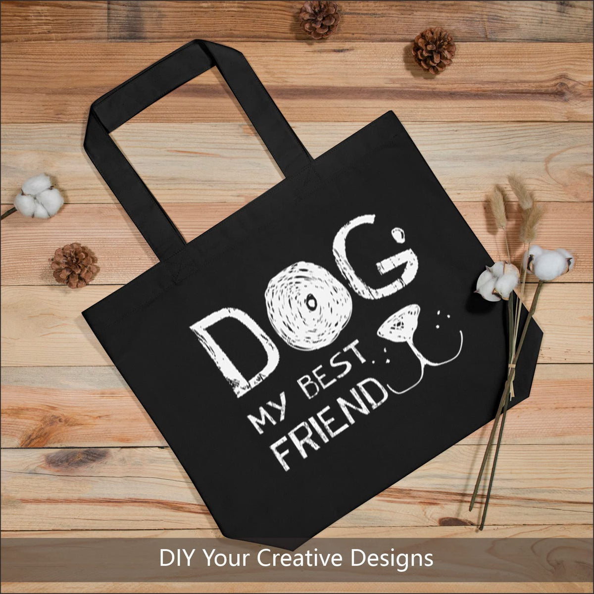 TOPDesign Canvas Bag, Reusable Grocery Shopping Cloth Bags, Fashionable Two-Tone Totes for Crafts, DIY Your Creative Designs