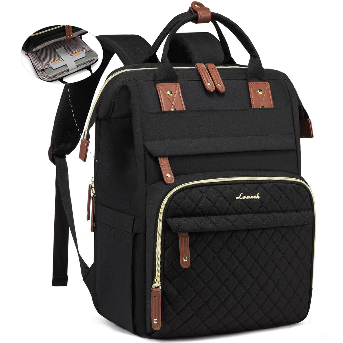 LOVEVOOK Laptop Backpack Women Quilted Teacher Nurse Work Backpack Purse