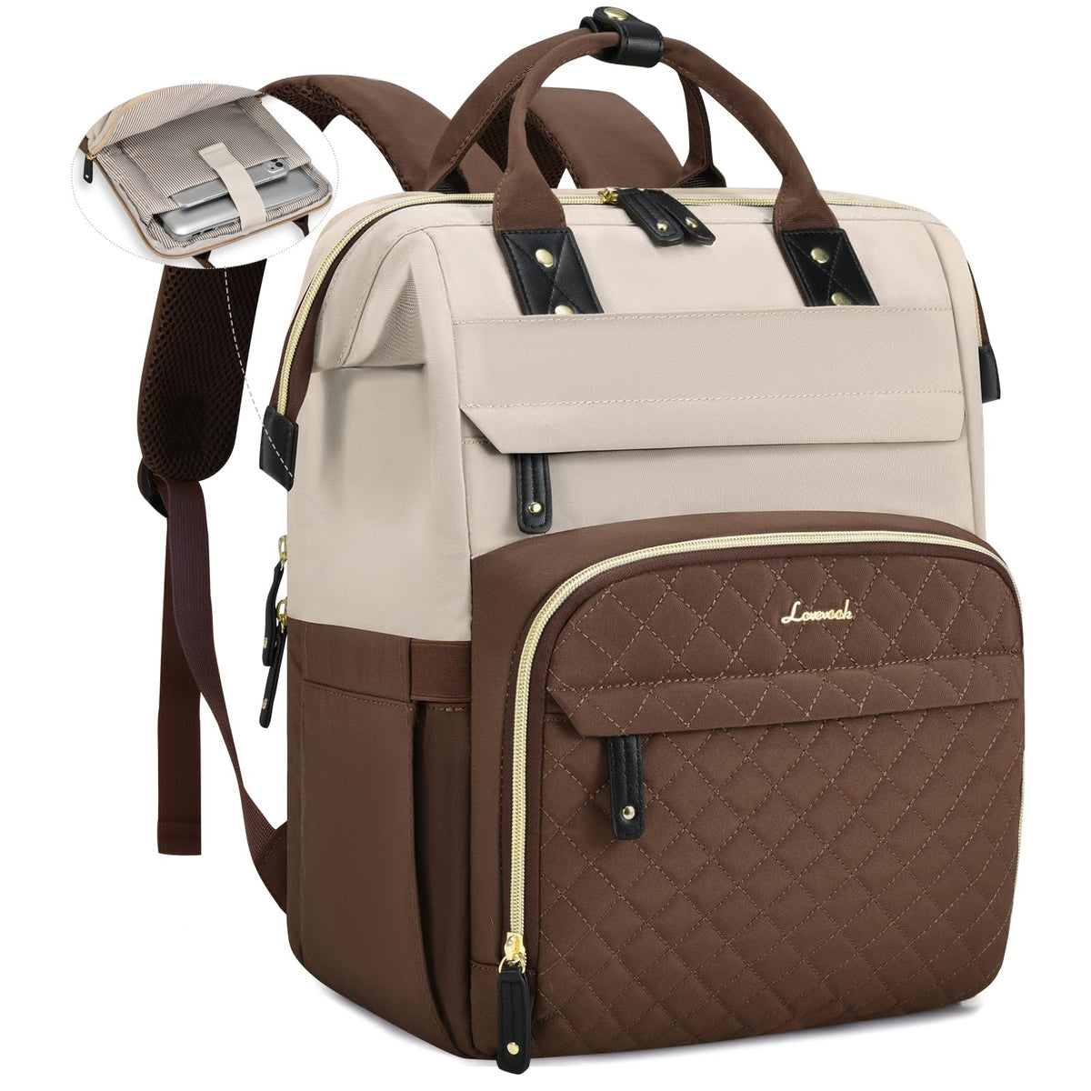LOVEVOOK Laptop Backpack Women Quilted Teacher Nurse Work Backpack Purse