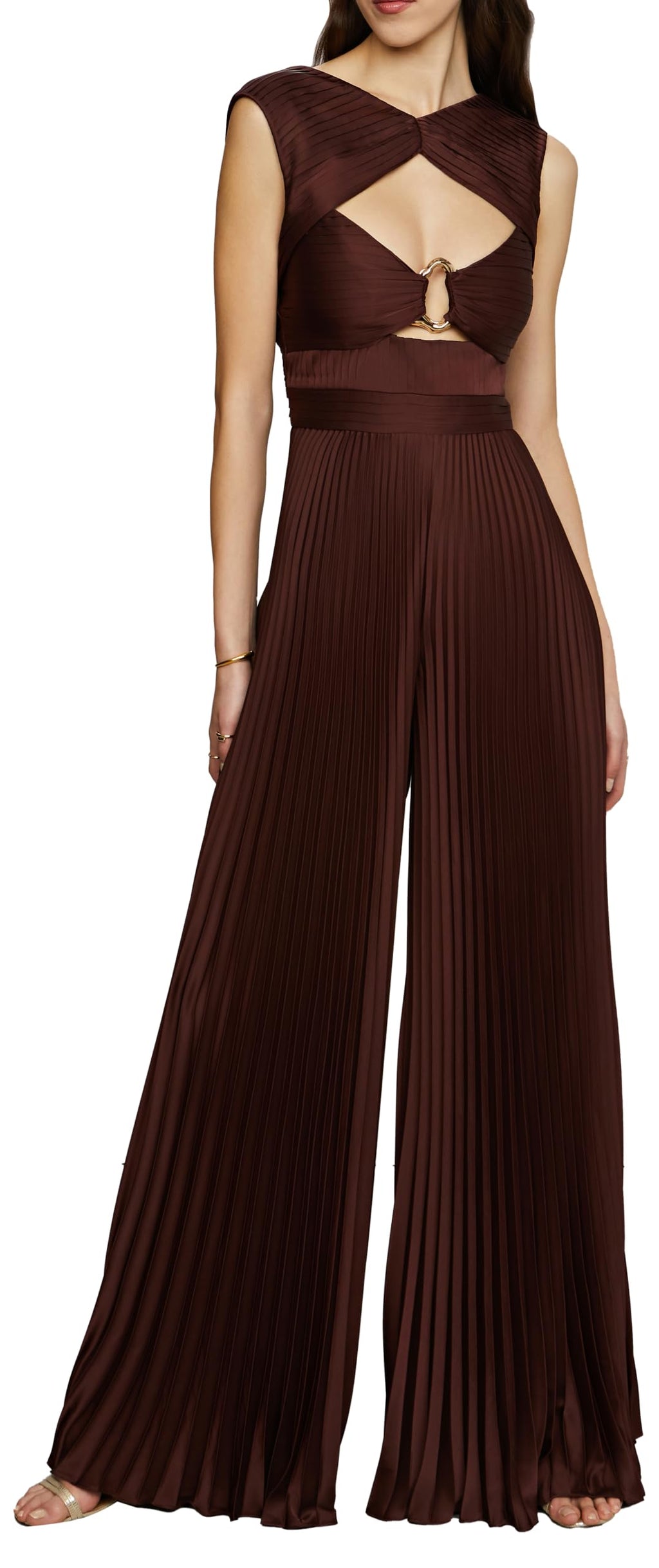 AMUR womens Rosalynn Pleated Jumpsuit