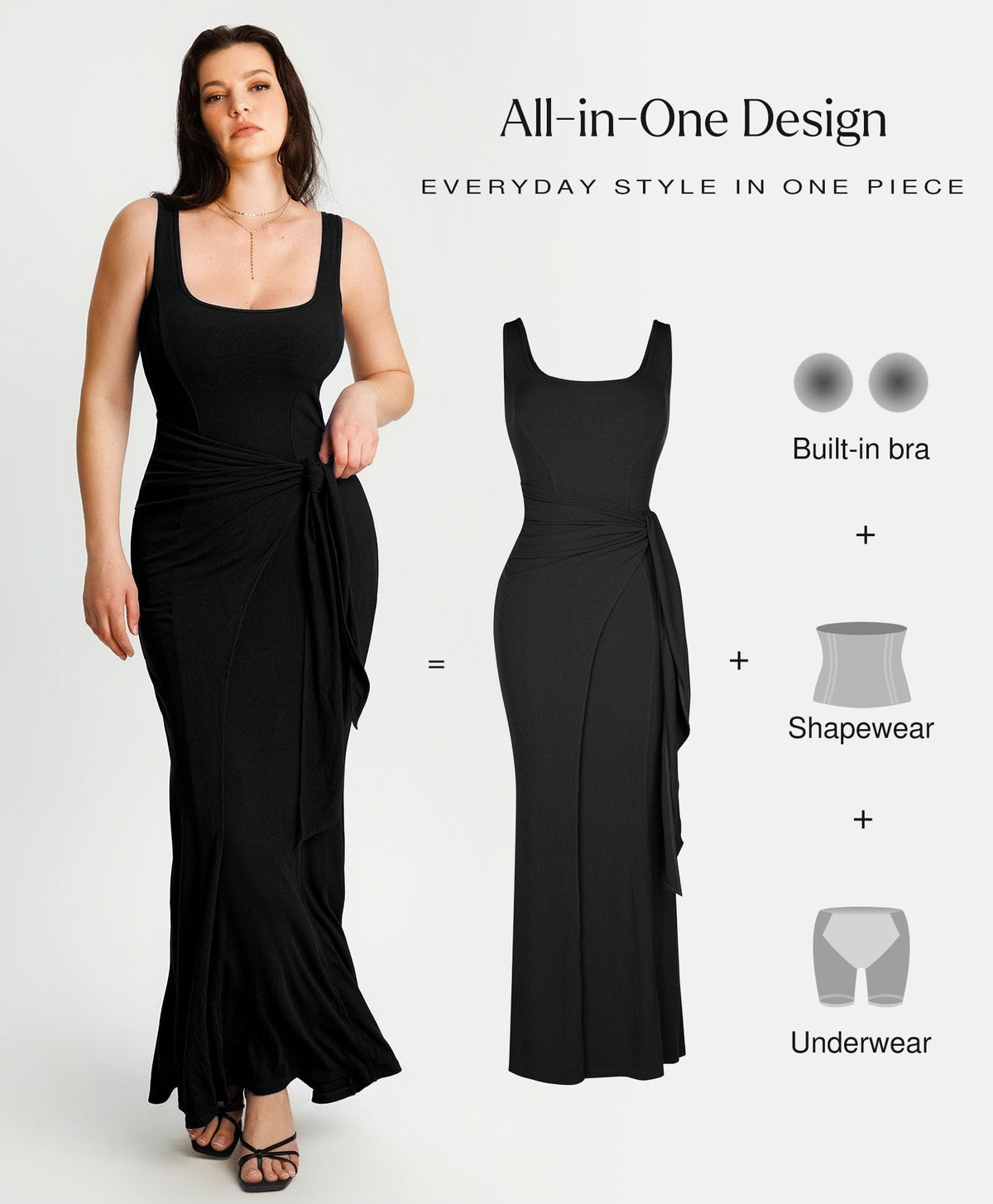 Popilush Wrap Dress for Women Shapewear Bodycon Summer Long Dress