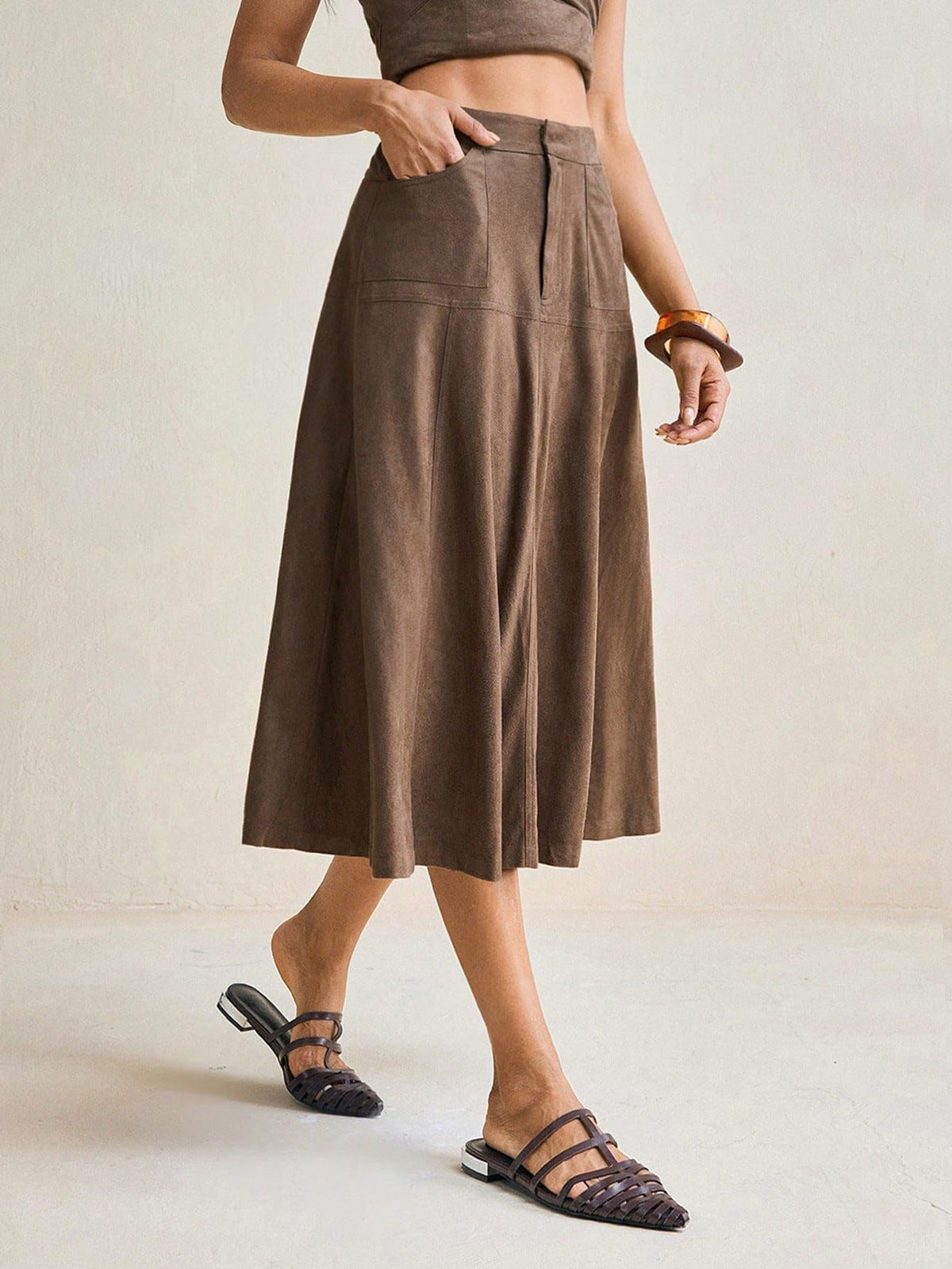 XMVOMTBOR Women's 2026 Casual Long Skirt High Waist A-Line Midi Skirt