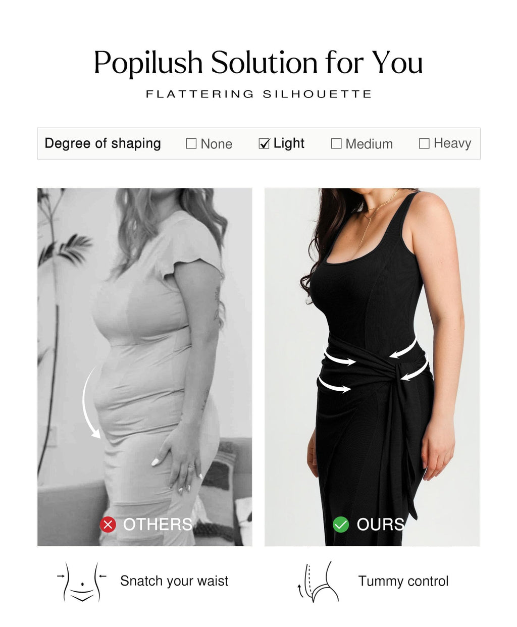 Popilush Wrap Dress for Women Shapewear Bodycon Summer Long Dress