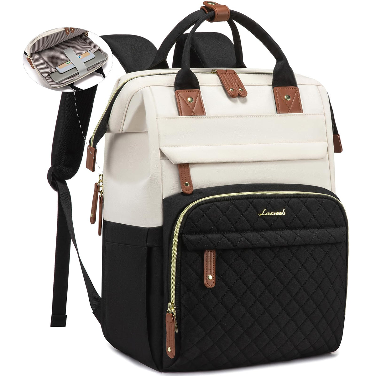 LOVEVOOK Laptop Backpack Women Quilted Teacher Nurse Work Backpack Purse
