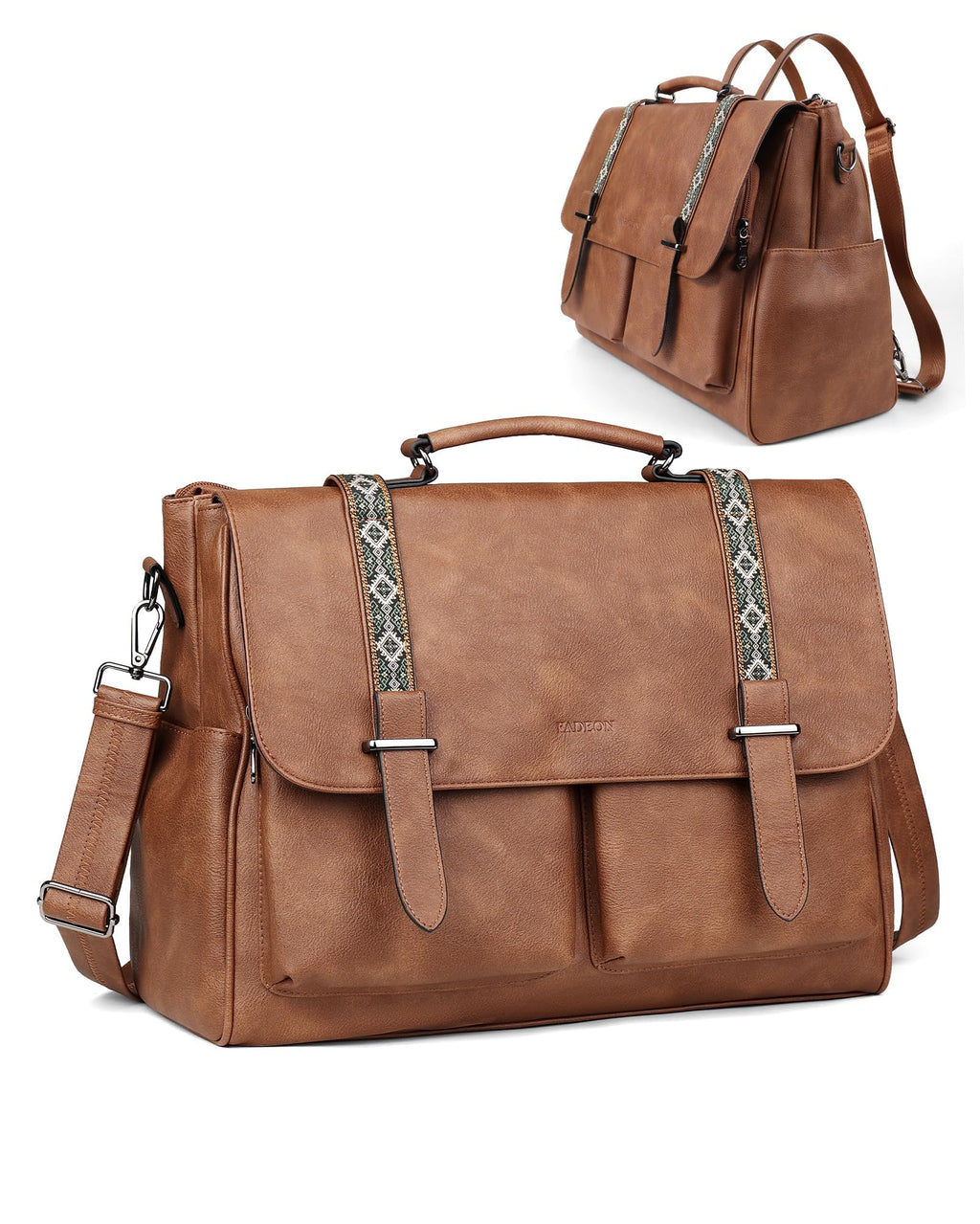 FADEON Messenger Bag for Women, 17L Leather Satchel Backpack Purse