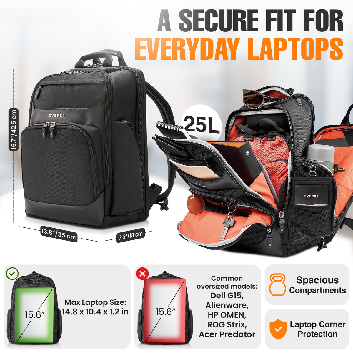 Everki Onyx Premium Business Executive Laptop Backpack