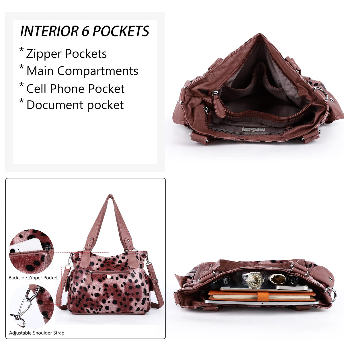 Angel Kiss Handbags for Womens Top-Handle Hobo Purse Roomy Casual Shoulder Bags PU Tote Satchel Purse for Women
