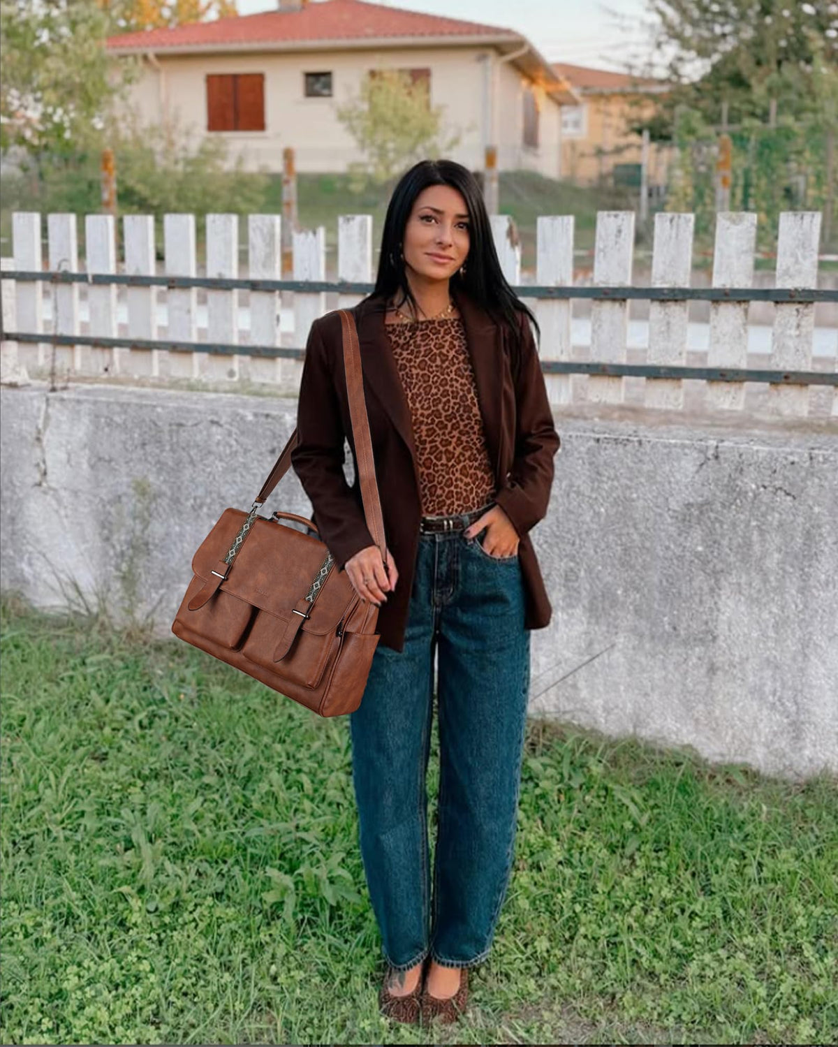 FADEON Messenger Bag for Women, 17L Leather Satchel Backpack Purse