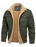 CRYSULLY Men's Winter Cotton Jacket Sherpa Lined Thickened Trucker Coat